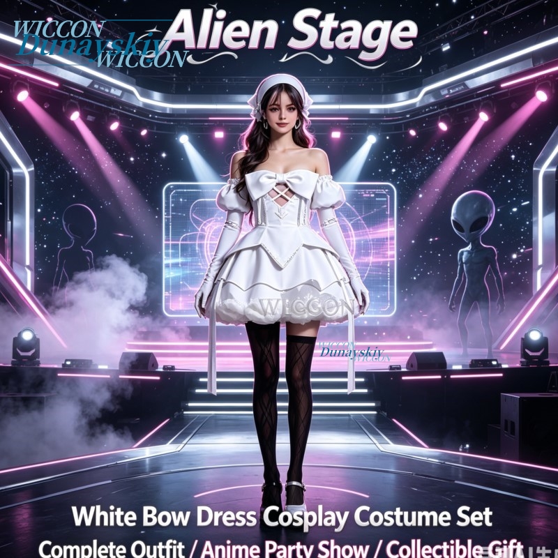 Anime Zombie Cosplay - Anime Alien Stage Zombie White Bow