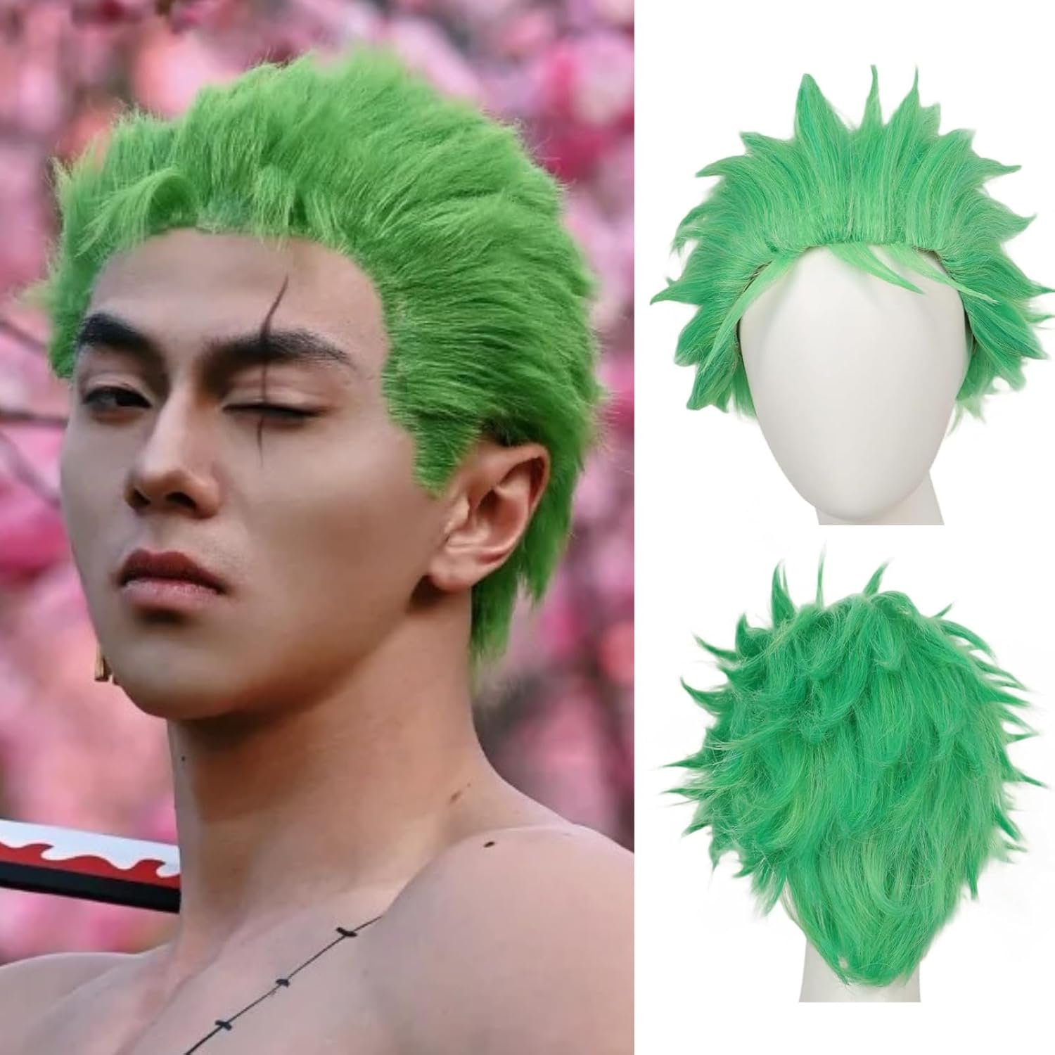 Short Green Wigs for Men Light - đánh giá và giá Cosplay Anime Zoro